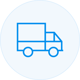 A truck is shown in the middle of a circle.