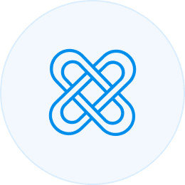 A blue circle with an x in the middle.